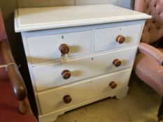 A late Victorian painted pine chest of drawers, width 86cm, depth 46cm, height 79cm