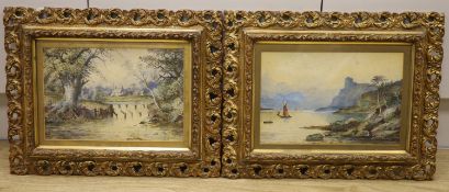 C. Cooper, pair of watercolours, Landscape with weir and Loch scene, signed and dated 1890, 20 x