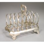 A Victorian silver six division toastrack, John Evans II, London 1843, height 13.2cm, 9oz.CONDITION:
