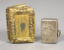 A late George III silver gilt rectangular vinaigrette, John Bettridge, Birmingham, 1819, 35mm &