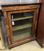 A Victorian inlaid walnut pier cabinet, width 77cm, depth 32cm, height 103cm