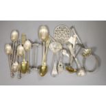 A set of six Victorian silver cupid finial coffee spoons and sundry decorative spoons including