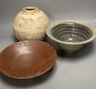 Two Studio pottery bowls and a similar vase