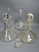 Four glass decanters