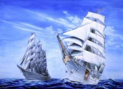 Stuart Maxwell Armfield (1916-1999)oil on boardThe Libertad and eagle, The Tall Ships race