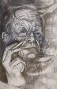 Anthony Rossiter (1926-2000), charcoal drawing, 'Auden relaxing', signed and dated '70, with