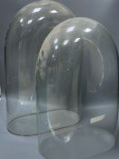 Two large Victorian glass domes with bases, tallest 57cm