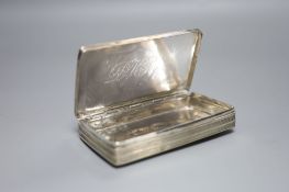 A 19th century Dutch 830 standard white metal rectangular box, 13.8cm, 4.5oz.CONDITION: Engraved