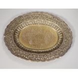 An 800 standard embossed oval white metal dish/stand, 21.2cm, 6oz.