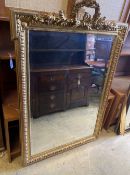 A Victorian giltwood and gesso overmantel mirror, width 103cm, height 152cm