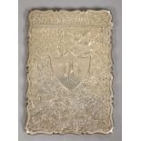A Victorian engraved silver card case, George Unite, Birmingham, 1896, with engraved monogram,