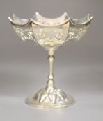 A George V pierced silver pedestal bowl, W.W. Harrison & Coi Ltd, Sheffield, 1910, height 16.8cm,