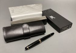 A boxed and black leather cased Meisterstuck Traveller Mont Blanc fountain pen, 147M Black