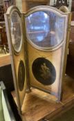 A small late 19th century painted glazed three fold screen