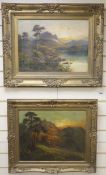 Frederick Hines (fl.1875-1897), pair of oils on canvas, Highland landscapes with loch and