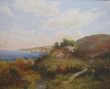 French School c.1900, oil on canvas, Coastal landscape, 40 x 50cm