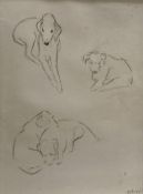 Helen Monro Turner (1901-1997), pencil on paper, Dog studies 1925, The Scottish Gallery label verso,