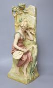A large Royal Dux figural vase of female lute player, height 58cm