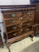 A mid 18th century walnut chest on stand, width 110cm depth 58cm height 142cm