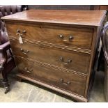 A George III mahogany three drawer chest, width 99cm, depth 51cm, height 92cm