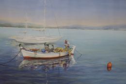 D'Aray Mares, 'The Greek Fisherwoman', watercolour, 35 x 51cm