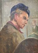 Frederick Whiting (1874-1962), oil on canvas laid on board, Study of an artist, possibly a self