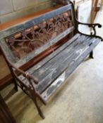 A Victorian style cast metal slatted garden bench, length 126cm, depth 58cm, height 81cm