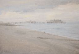 Paul M. Gunn (b. 1934), 'Brighton Pier', inscribed and dated verso '76, oil on board, 17.5 x 25.5cm