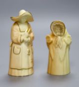 Two Royal Worcester blush ivory candle snuffers of Granny Snow and The Nun, date codes 1933 and