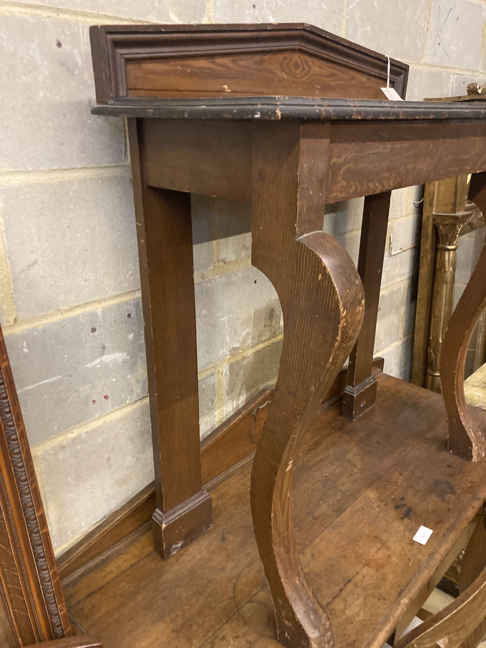 A Victorian painted, simulated grain and faux marble console table, width 92cm depth 36cm height - Image 3 of 3