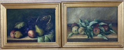 Mary Martin, pair of oils on canvas, Still lifes of fruit, signed and dated '76, 24 x 35cm