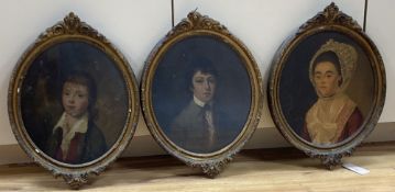 Early 19th century English School, three oils on canvas, Portraits of Thomas Barron (b.1768),