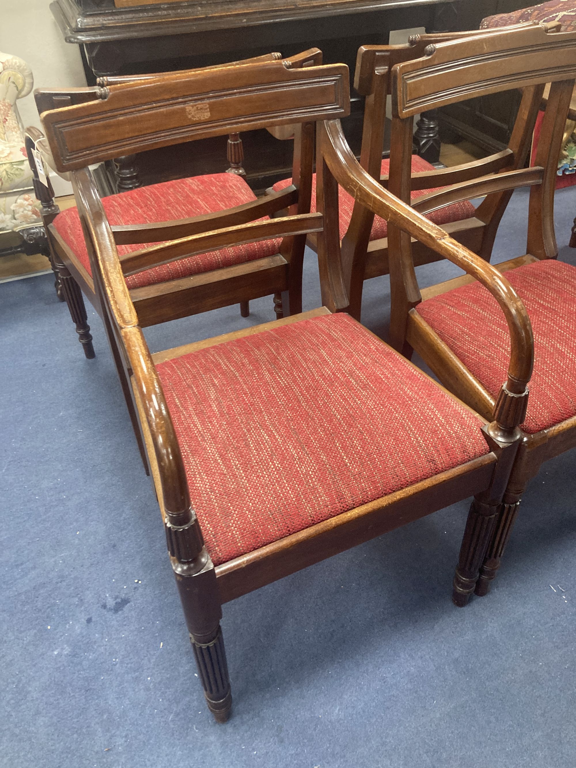 A set of eight Regency style mahogany dining chairs (two with arms) - Image 3 of 4