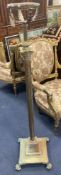 An Edwardian Corinthian column brass adjustable oil standard lamp, minimum height 140cm