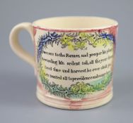 A Staffordshire 'Success to Farmer' mug, c.1840, height 10cmCONDITION: Provenance: Leonard Russell