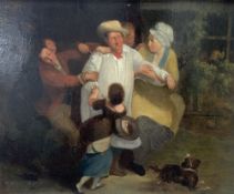 David Wilkie (1785-1841), oil on board, Study for 'The Village Holiday' signed, 23.5 x 28.5cm.