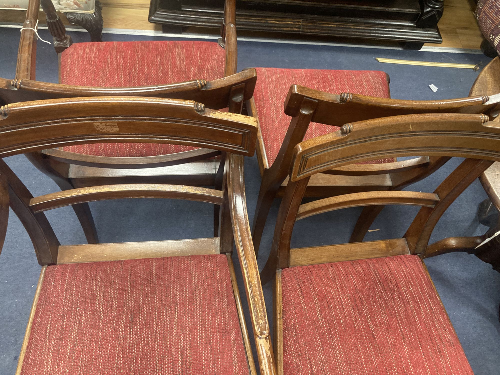 A set of eight Regency style mahogany dining chairs (two with arms) - Image 2 of 4