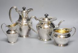 A four piece silver plated tea and coffee set