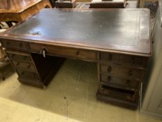 A Victorian mahogany pedestal partners' desk, length 152cm, depth 94cm, height 73cm