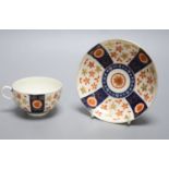 An 18th century Worcester cup and saucer painted with the Old Japan Star pattern, diameter 13cm