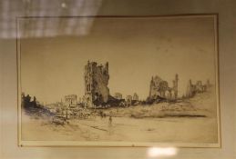 Frederick Arthur Farrell (1882-1935), etching, Ruined buildings, Ypres 1917, signed in pencil, 30