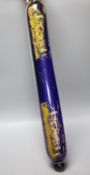 A Victorian painted glass rolling pin, length 71cmCONDITION: Rolling pin structurally good; gilded