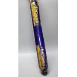 A Victorian painted glass rolling pin, length 71cmCONDITION: Rolling pin structurally good; gilded