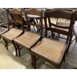 Six Anglo Indian caned hardwood dining chairs