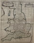 Robert Morden, a coloured engraved map Britannia Saxonica c.1722, overall 50.5 x 40.5cm