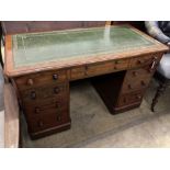 A Victorian mahogany kneehole desk, length 122cm, depth 60cm, height 76cm