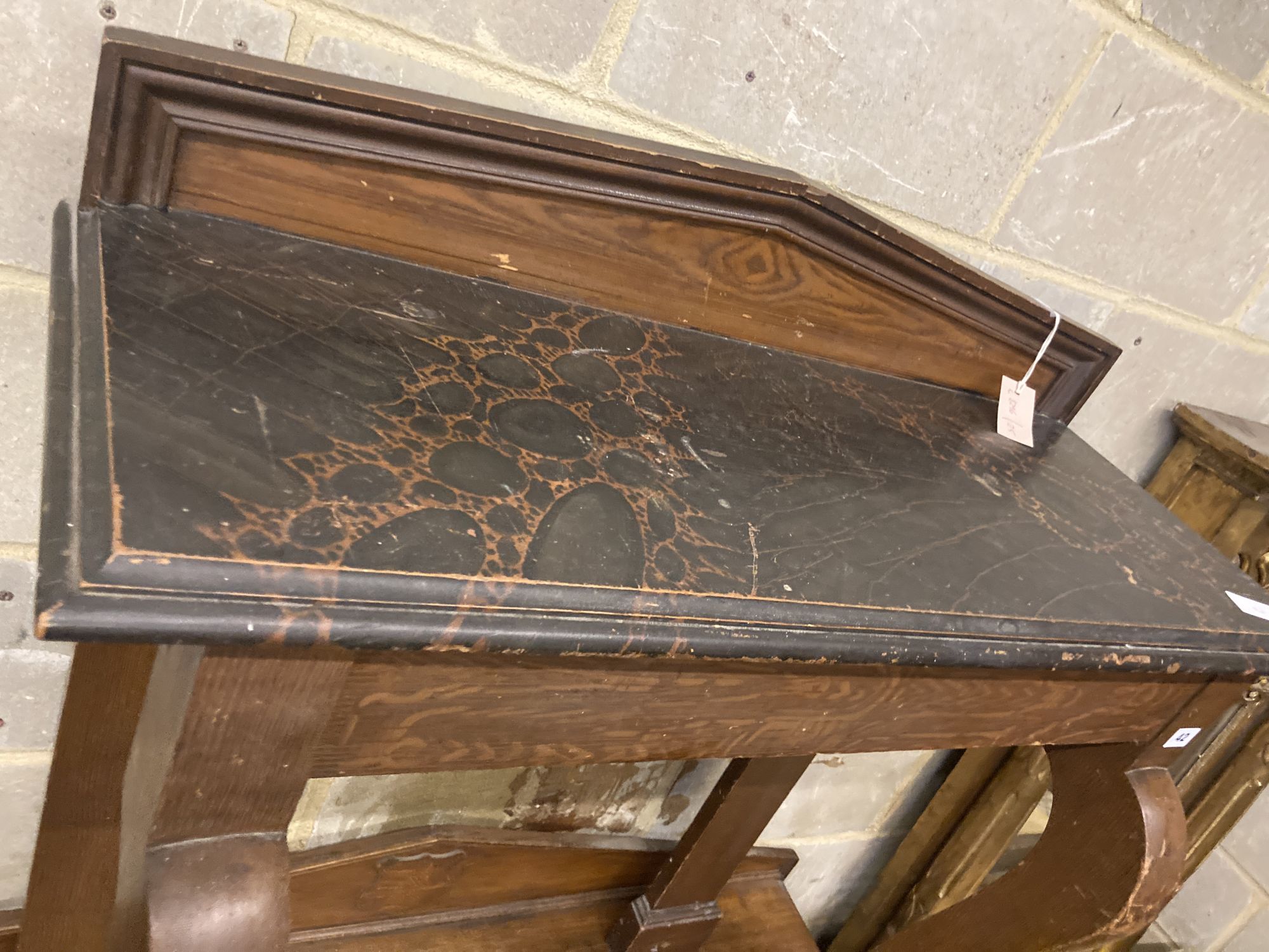 A Victorian painted, simulated grain and faux marble console table, width 92cm depth 36cm height - Image 2 of 3