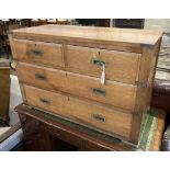 A teak campaign chest, section length 102cm, depth 48cm, height 66cm