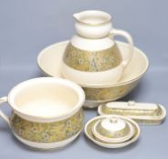 A Doulton Aesthetic period pottery washstand set