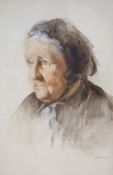 Anne Davidson Muir (1875-1951), watercolour, Portrait of an elderly lady, 33 x 23cm
